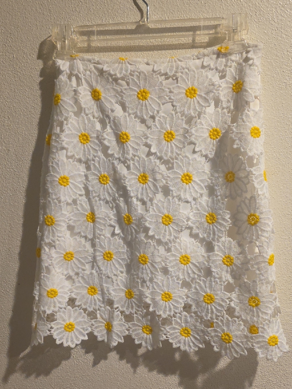 Altar'd State White Lace Daisy Mini Skirt with Yellow Centers - Picture 1 of 3